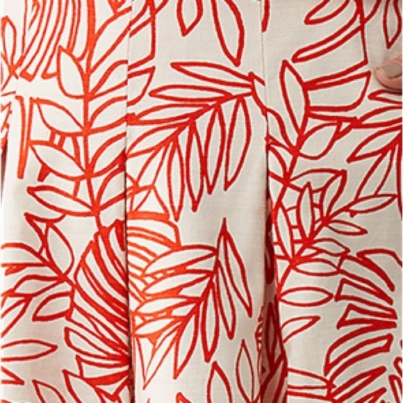 Lane Bryant Dark Orange Cream White Tropical Print Skirt olorblock Hem Plus 22 - Picture 5 of 13